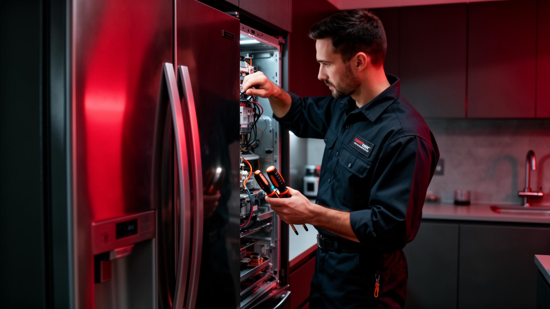 Mark's Appliance Repair technician fixing a refrigerator in Baton Rouge